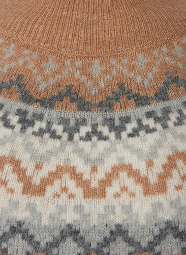 Mønstret strikket kjole med lange ermer, Chipmunk Mel. Comb, Packshot image number 2