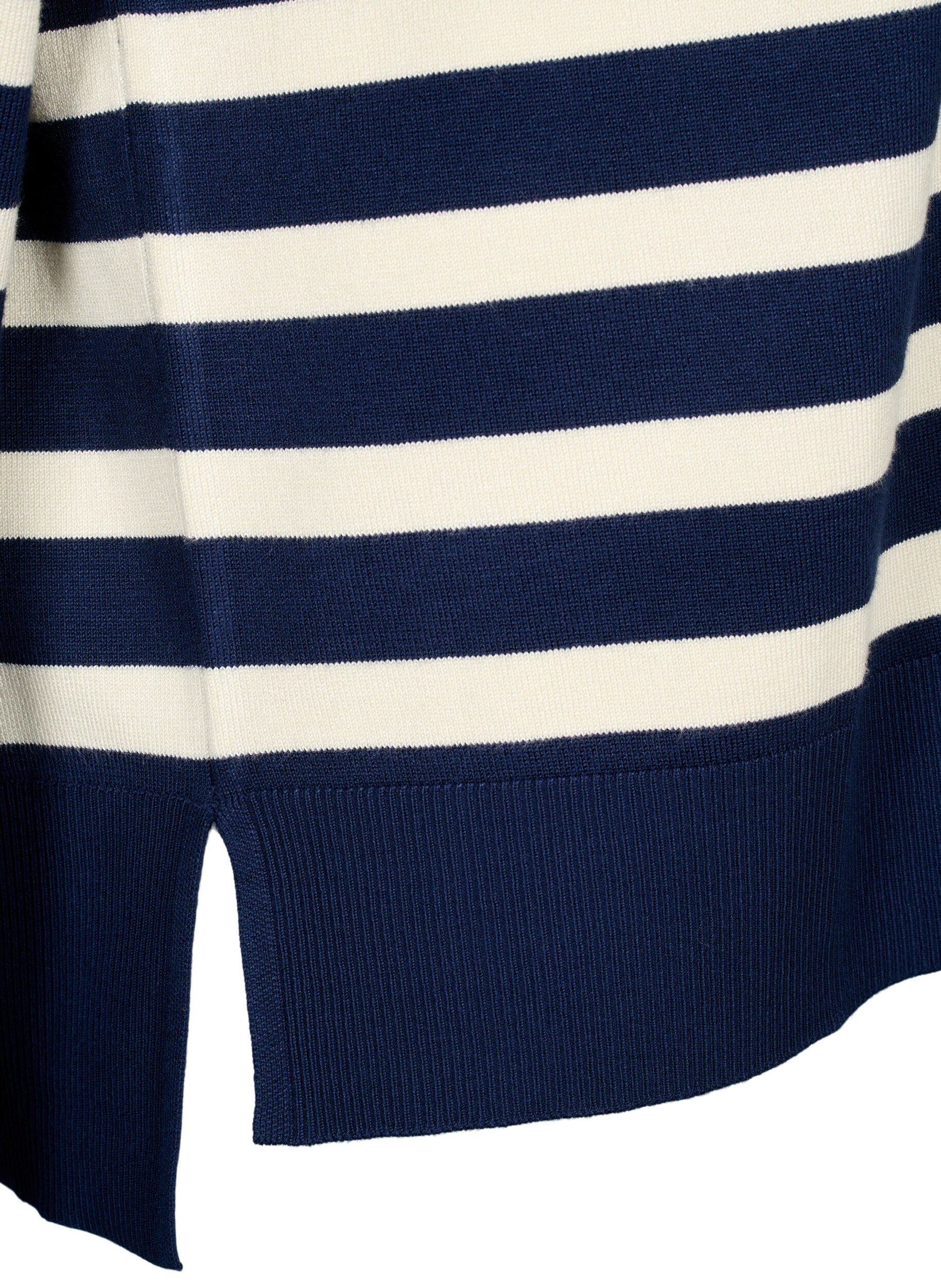 Zizzi Stripete bluse i viskose, Navy Blazer Comb, Packshot image number 3