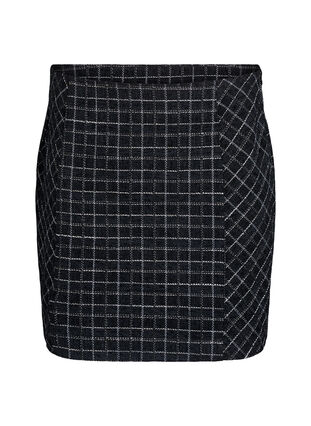 Zizzi Rutete skjørt, Black Check, Packshot image number 0