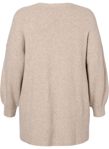 Strikket cardigan med glidelås og lommer, Simply Taupe Mel., Packshot image number 1