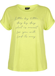 T-skjorte med trykk i økologisk bomull, Wild Lime w. Navy
