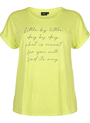 T-skjorte med trykk i økologisk bomull, Wild Lime w. Navy, Packshot image number 0