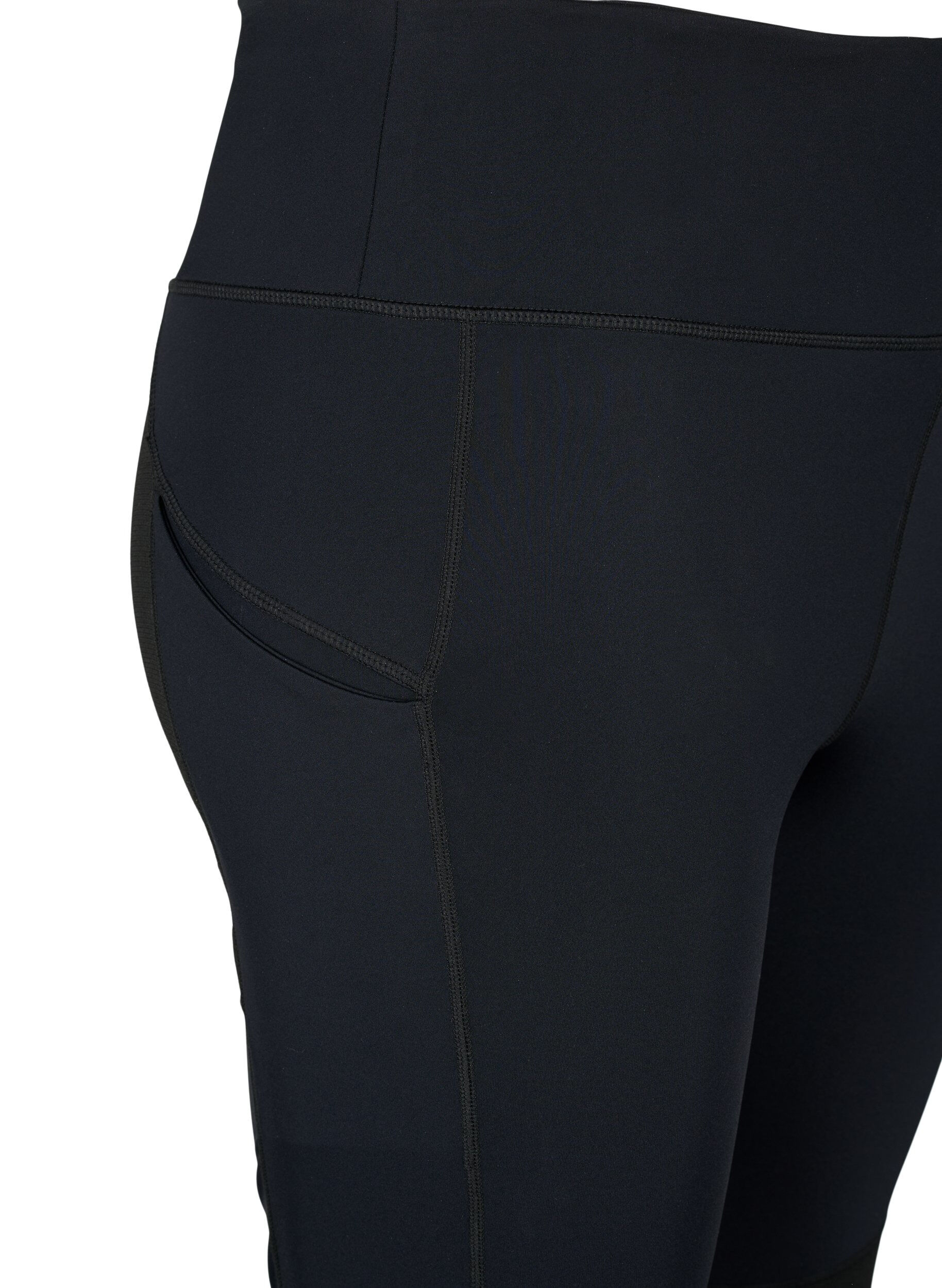 Zizzi T&oslash;yelig og slitesterk treningtights med lommer, Black, Packshot image number 3
