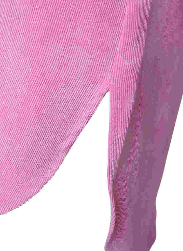 Fløyelskjole med 3/4-ermer og knapper, Begonia Pink, Packshot image number 3