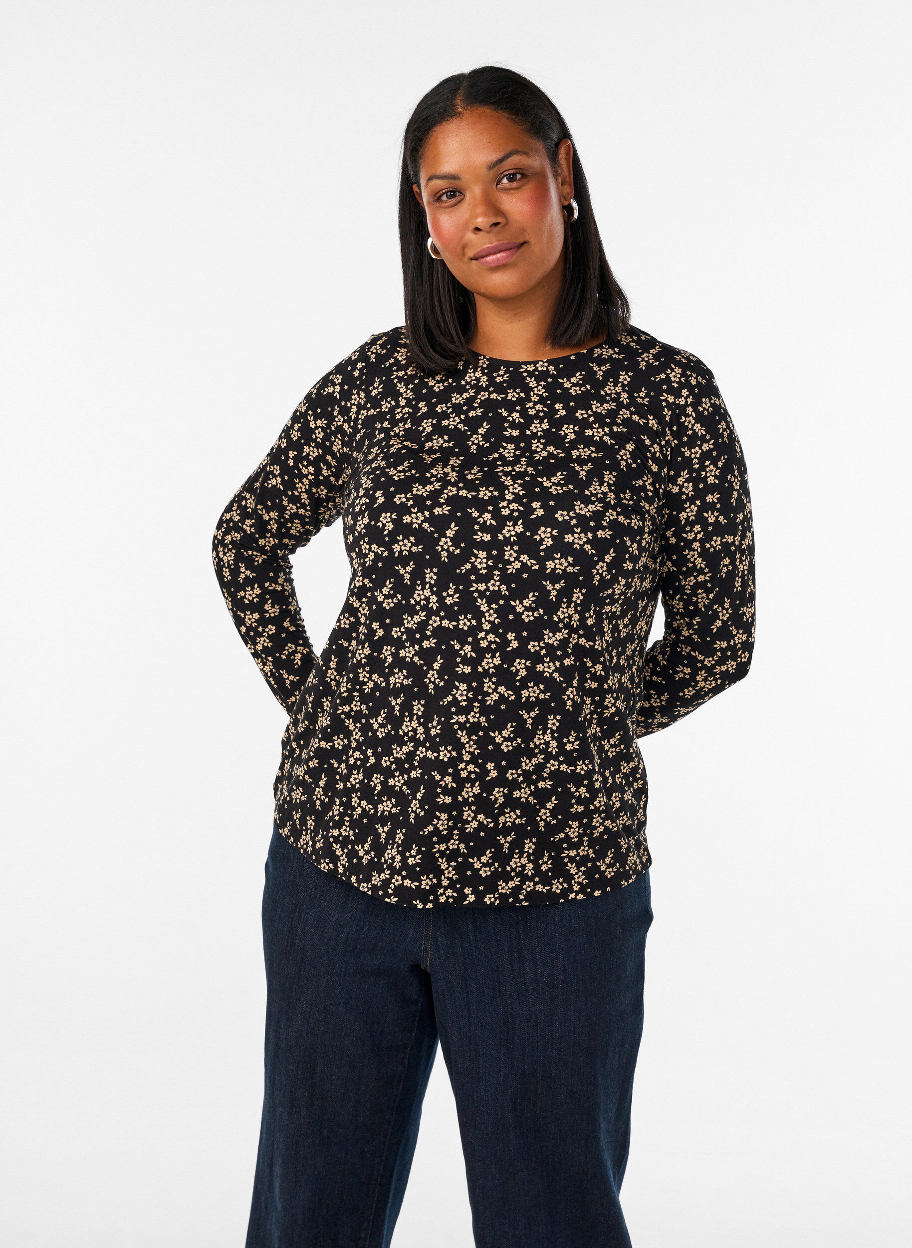 ZizziLangermet bluse, Svart, Model image number 0