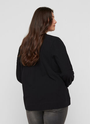 Langermet bluse i bomull, Black, Model image number 1