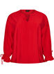 Viskosebluse med knyteb&aring;nd og volangdetaljer, R&oslash;d, Packshot image number 0