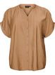 Viskosebluse med knapper og tekstur, Brun, Packshot image number 0