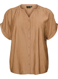 Viskosebluse med knapper og tekstur, Brun