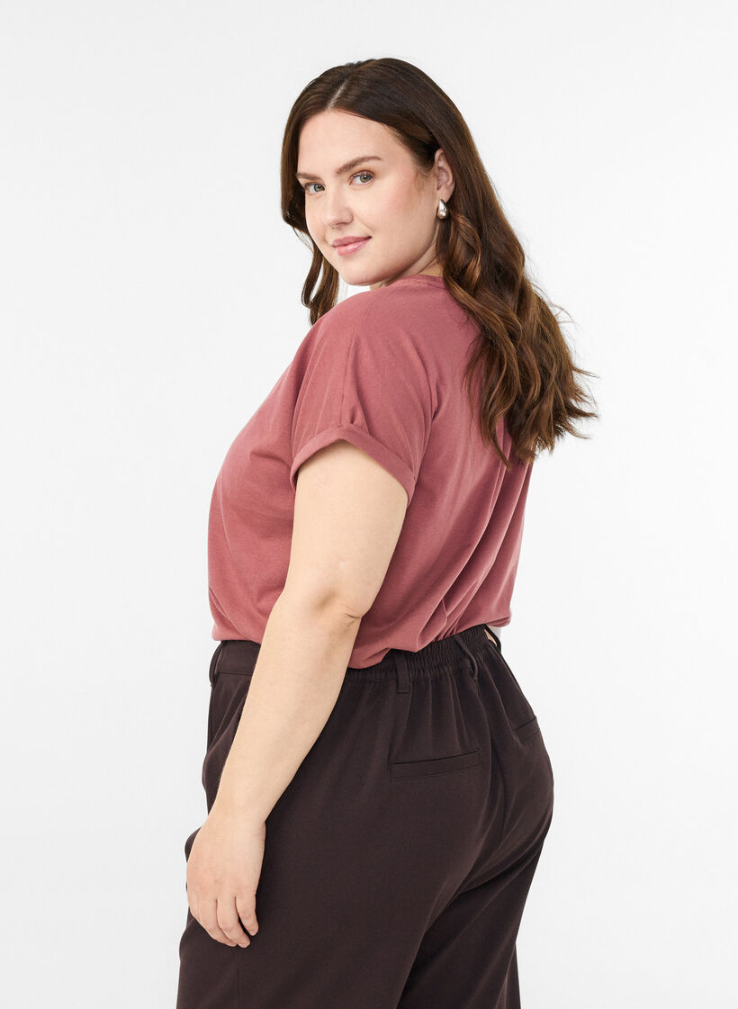 Kortermet t-skjorte i bomullsblanding, Rosa, Model image number 1