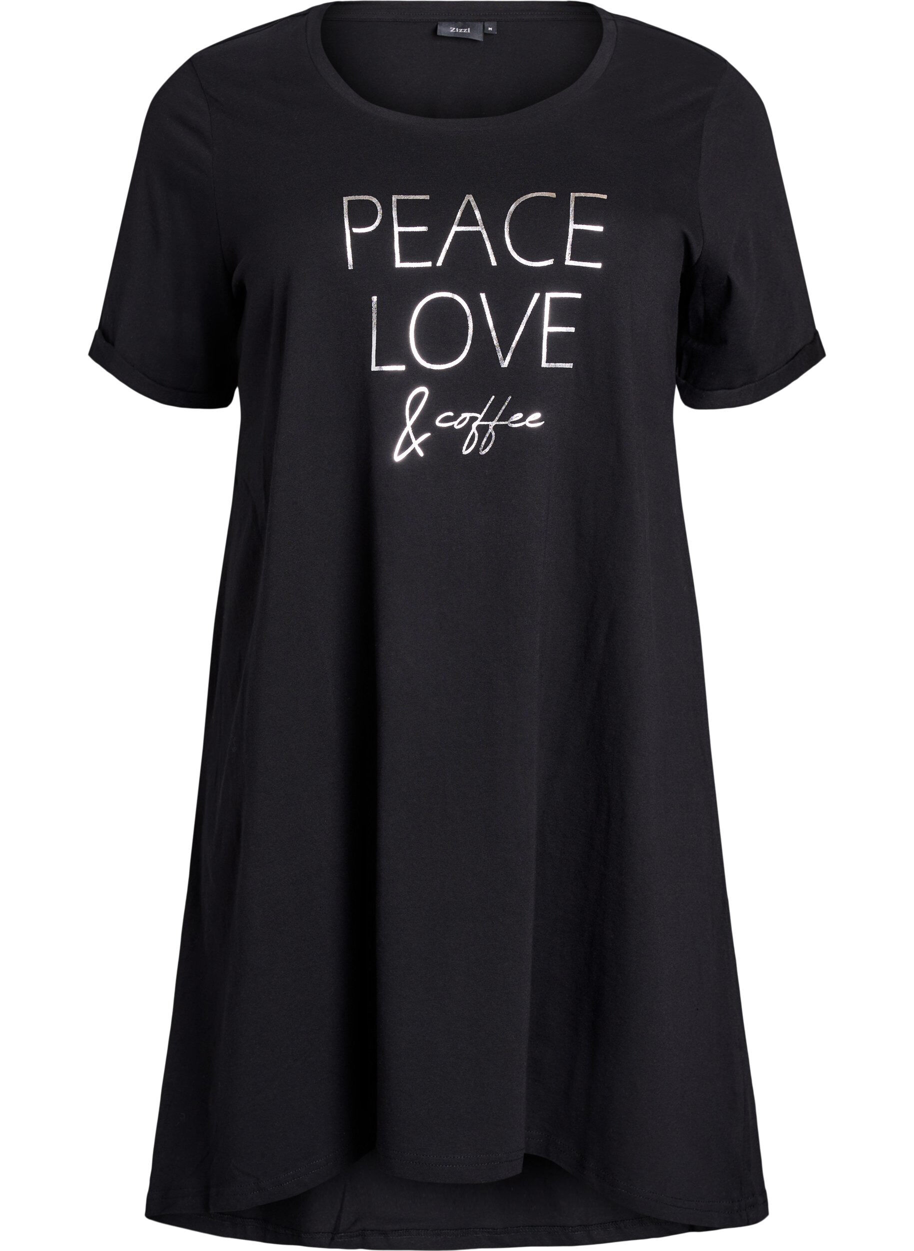 Zizzi Kortermet nattkjole i &oslash;kologisk bomull, Svart, Packshot image number 0