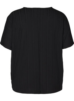 Kortermet T-skjorte med ribbet struktur, Black, Packshot image number 1