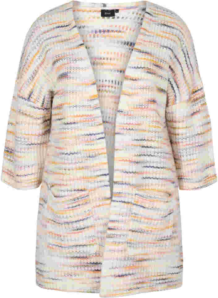 Melert strikket cardigan med cropped ermer, Multi Color, Packshot image number 0