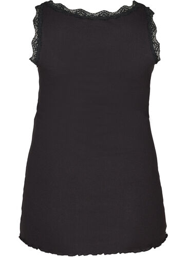Topp med blondekant, Black, Packshot image number 1