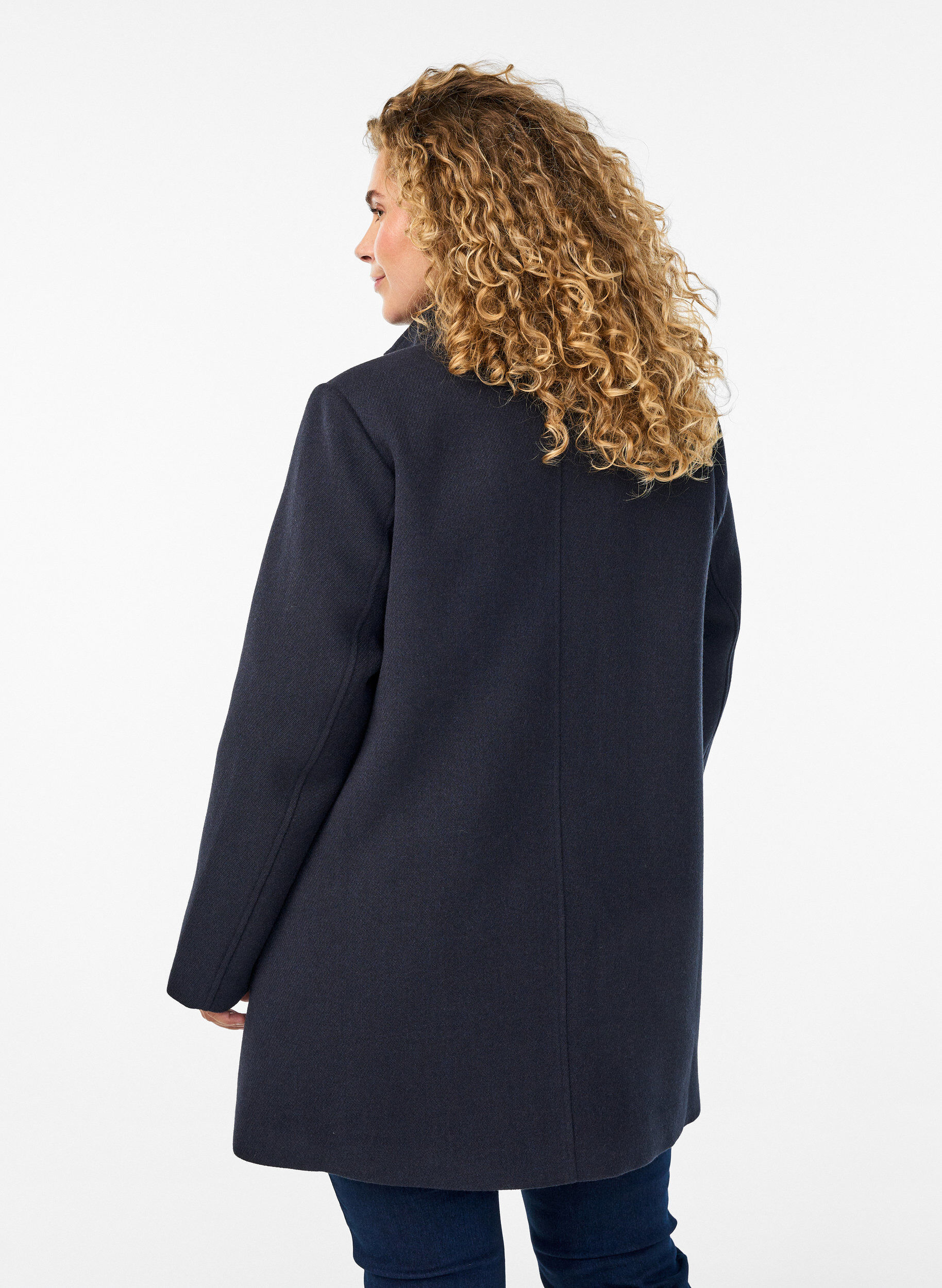 ZizziA-line k&aring;pe med gullknapper, Bl&aring;, Model image number 2