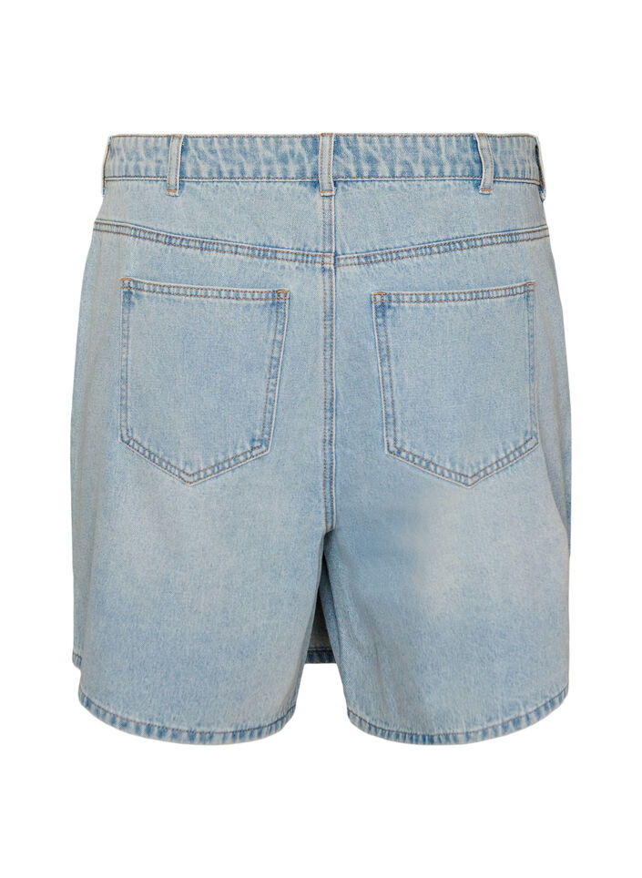 Denimskorts med omslagseffekt og h&oslash;y midje, Bl&aring;, Packshot image number 1