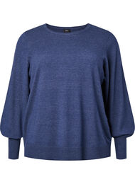 Strikkegenser med viskose og ballongermer, Dress Blues Mel.