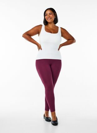Zizzi Basis leggings i viskose, Mørk Bordeaux, Model image number 1