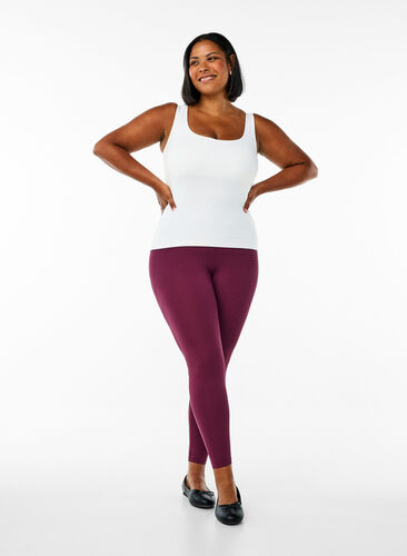 Zizzi Basis leggings i viskose, Mørk Bordeaux, Model image number 1
