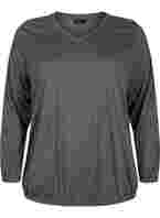Melert genser med lange ermer og V-hals, Dark Grey Melange
