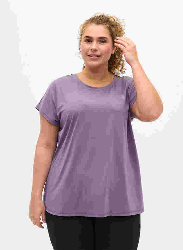 Ensfarget t-skjorte til trening, Purple Sage, Model