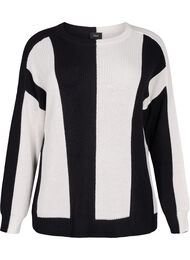 Stripet fargeblokk genser, Black w. Cloud D., Packshot