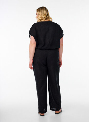 Zizzi FLASH - Bukse med rett passform og høy midje, Svart, Model image number 1