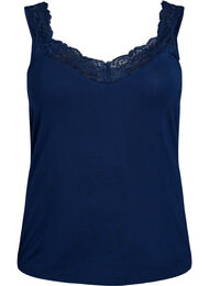 Viscose-topp med blondedetaljer, Navy Blazer