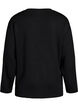 Jersey bluse med diagonal rysjedetalj, Svart, Packshot image number 1