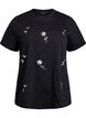 T-skjorte med paljettblomster, Svart, Packshot image number 0