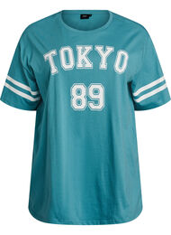 Sporty oversized college T-skjorte, Bl&aring;