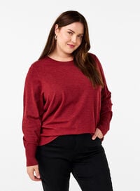 FLASH – strikket bluse med rund hals, Rød FLASH – strikket bluse med rund hals, Rød, Model