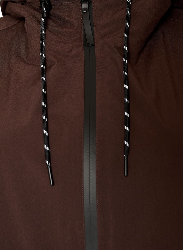 Regnjakke med lommer og hette, Brun, Packshot image number 2
