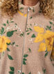 Blomstret fleecejakke med h&oslash;y hals og glidel&aring;s, Beige, Model image number 3