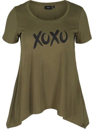 T-skjorte i bomull med A-form, Ivy Green XOXO, Packshot image number 0