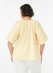 Liten rutete bluse med elastisk hals og albuelange ermer, Gul, Model image number 2
