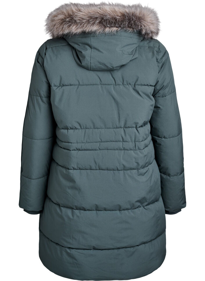 Vannavstøtende parkas med imitert pelskrage, Grønn, Packshot image number 1