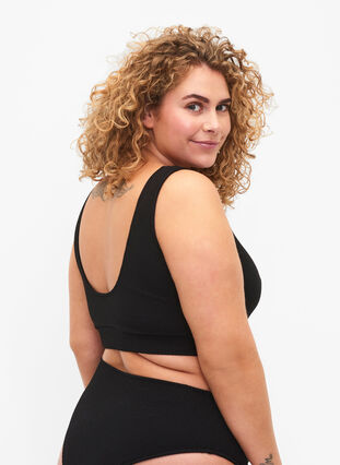 Bikinitopp med crepe struktur, Black, Model image number 1