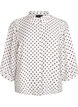 Skjorte med prikkete mønster og 3/4 ermer, Hvit, Packshot image number 0