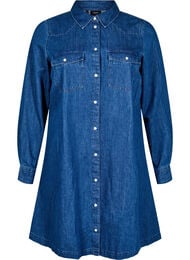 Denimkjole med knapper, Blue Denim
