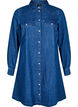 Denimkjole med knapper, Blå, Packshot image number 0