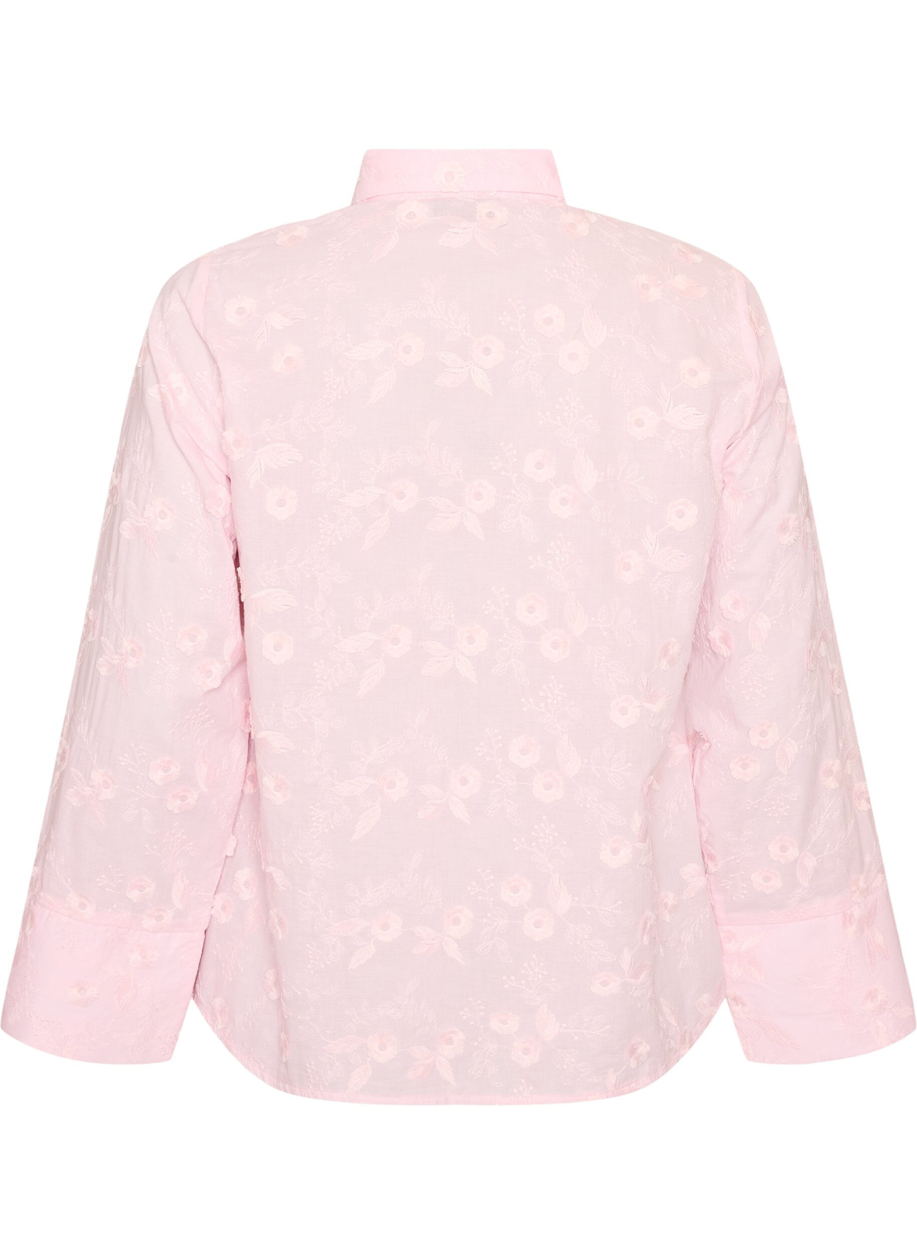 ZizziSkjorte med blomsterbroderi og vide ermer, Rosa, Packshot image number 1
