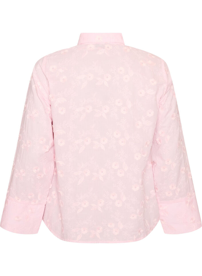 Skjorte med blomsterbroderi og vide ermer, Rosa, Packshot image number 1