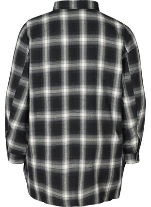 Rutete skjorte med brystlommer, Black checked, Packshot image number 1