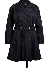 Midilang trenchcoat med belte, Black