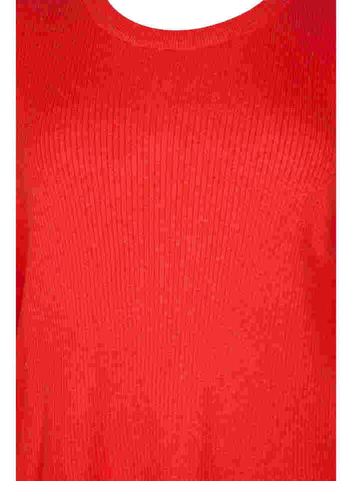 Strikkegenser med ribbet struktur, Fiery Red Mel., Packshot image number 2
