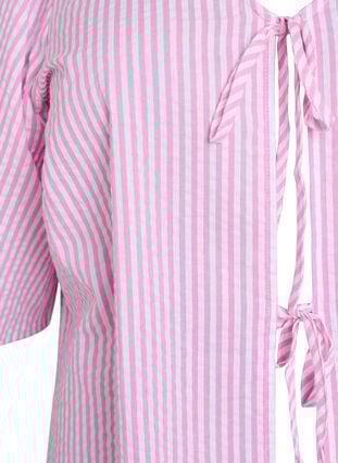 Zizzi FLASH - Stripete bluse med sløyfer, Rosa, Packshot image number 2