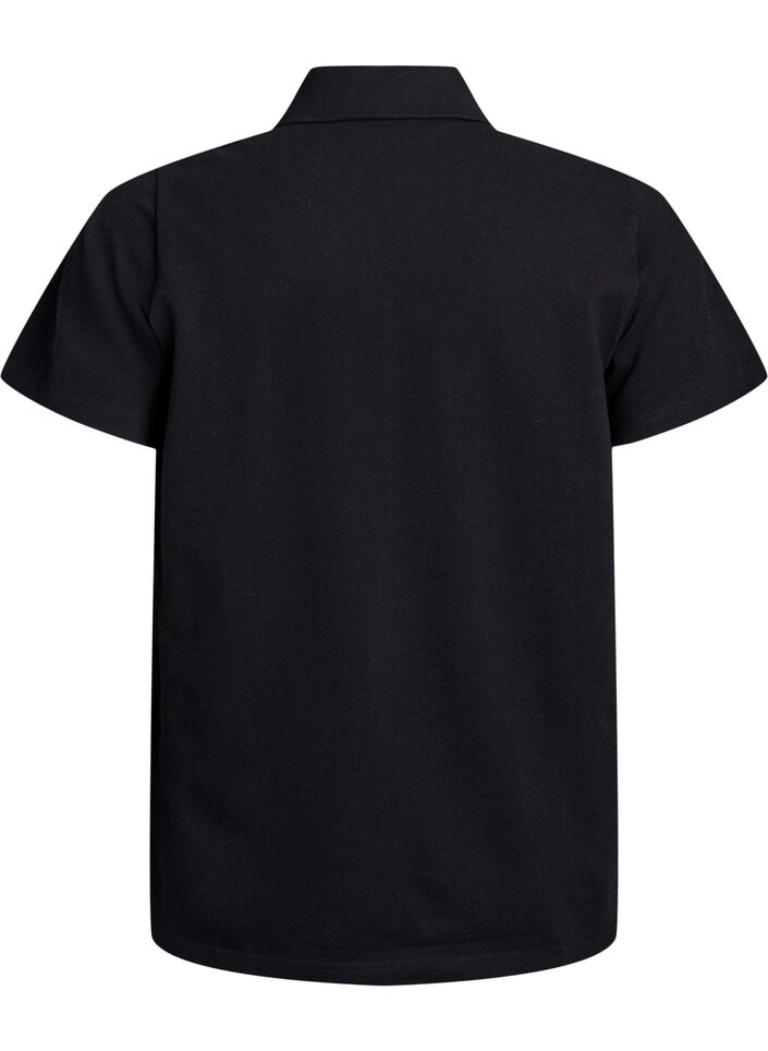 Poloskjorte med korte ermer, Svart, Packshot image number 1