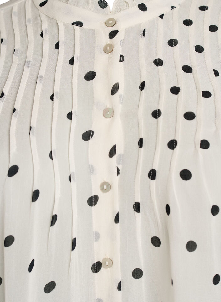 Viskosebluse med en volangkrage, Hvit, Packshot image number 2