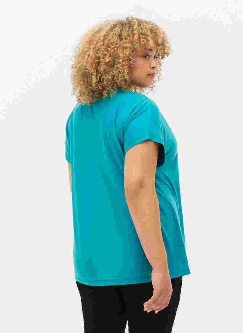 Kortermet trenings T-skjorte, Deep Peacock Blue, Model image number 1
